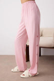 Pink Ribbon/Bow Embroidery Detailed Viscose Woven Pajama Set