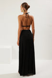 Black Maxi Knitted Slit Beach Skirt