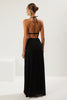 Black Maxi Knitted Slit Beach Skirt