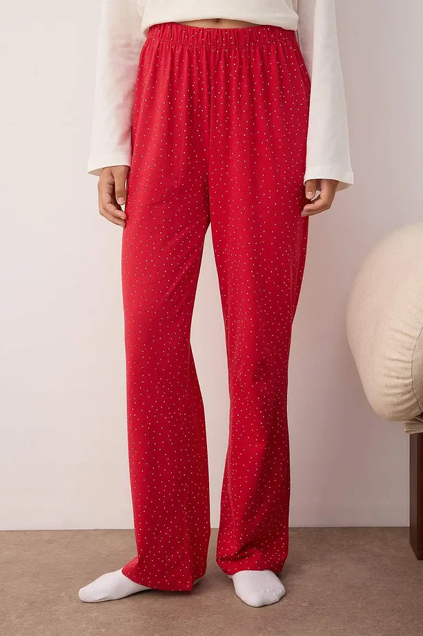 White Ribbon/Bow and Polka Dot Knit Pajama Set THMAW26PT00053