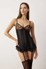 Black Tulle Garter Openwork Babydoll