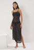 Black Lace Floral Openwork/Hole Coverless Knitted Fantasy Nightgown