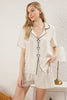 Panda Piping Detail Viscose Shorts Woven Pajama Set