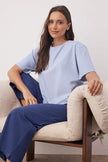 Blue Cotton Capri Knit Pajama Set