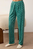 Green Snowflake Patterned Penguin Embroidered Velvet Knit Pajama Set