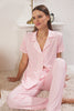 Pink Galaxy Patterned Knitted Pajama Set