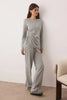 Gray Melange Cotton Gathered Detail Knit Pajama Set