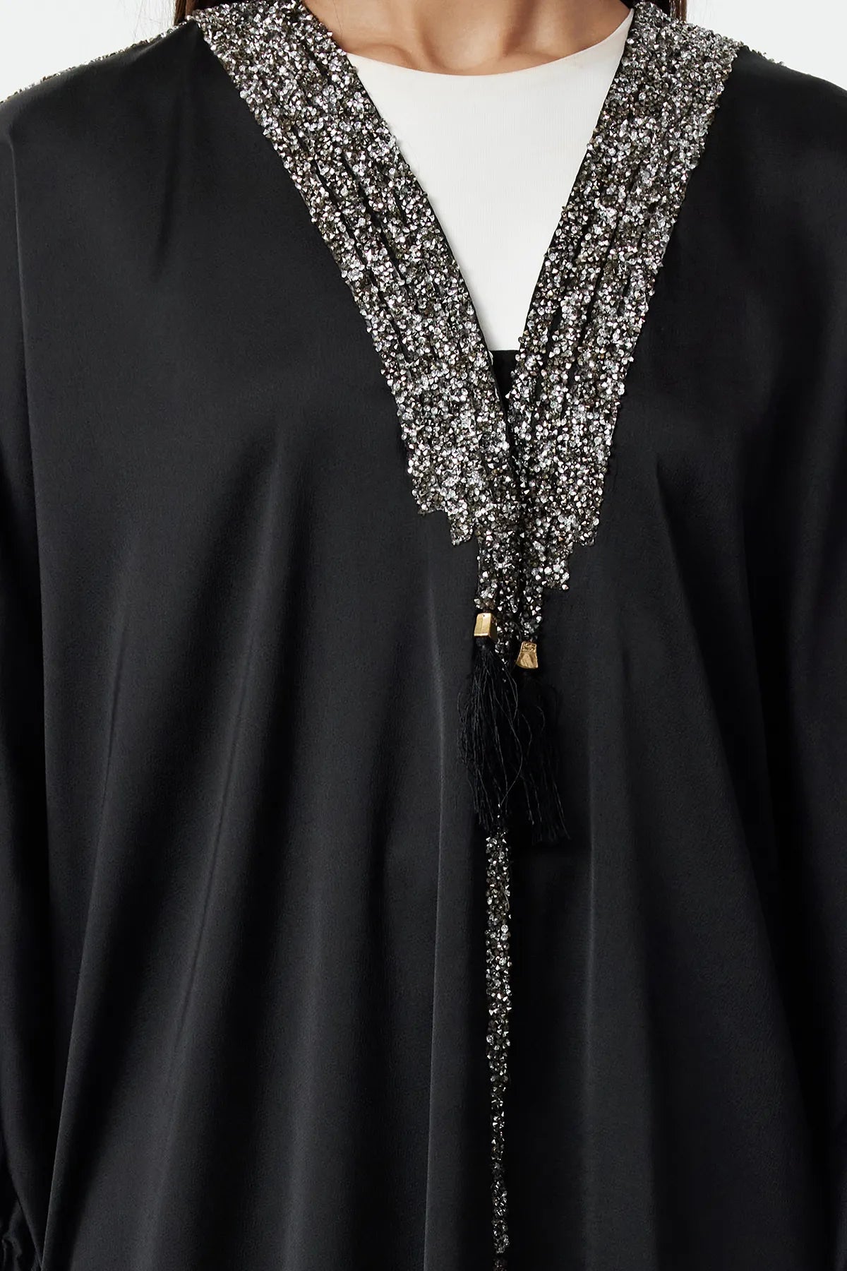 Black Accessory Detailed Woven Cap &amp; Abay  Abaya