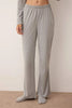 Gray Melange Cotton Gathered Detail Knit Pajama Set