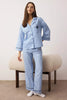 Blue Striped Poplin Woven Pajama Set