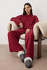 Burgundy Plain 2-Thread Combed Cotton Knit Pajama Set