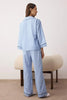Blue Striped Poplin Woven Pajama Set