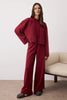 Burgundy Plain 2-Thread Combed Cotton Knit Pajama Set