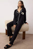 Black Plain Ribbon Shally Woven Pajama Set