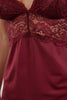 Burgundy Lace and Slit Rope Strap Knitted Fantasy Nightgown