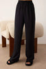 Black Plain Ribbon Shally Woven Pajama Set