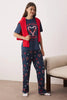 Navy Blue Christmas-Themed Heart Knitted Pajama Set