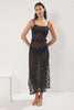 Black Lace Floral Openwork/Hole Coverless Knitted Fantasy Nightgown