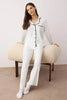 Light Blue 100% Cotton Striped Piping Detailed Knit Pajama Set