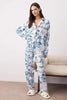 Blue-Multicolored Printed Shally Woven Pajama Set