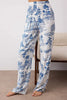 Blue-Multicolored Printed Shally Woven Pajama Set
