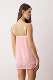 Pink Tulle Ribbon/Bow and Lace Detailed Unlined Pantyhose Babydoll/Fantasy Nightgown