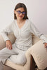 Gray Melange Cotton Lace Detail Knit Pajama Set