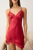 Burgundy Single Plain Lace Satin Weave Nightgown