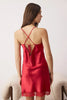 Burgundy Single Plain Lace Satin Weave Nightgown