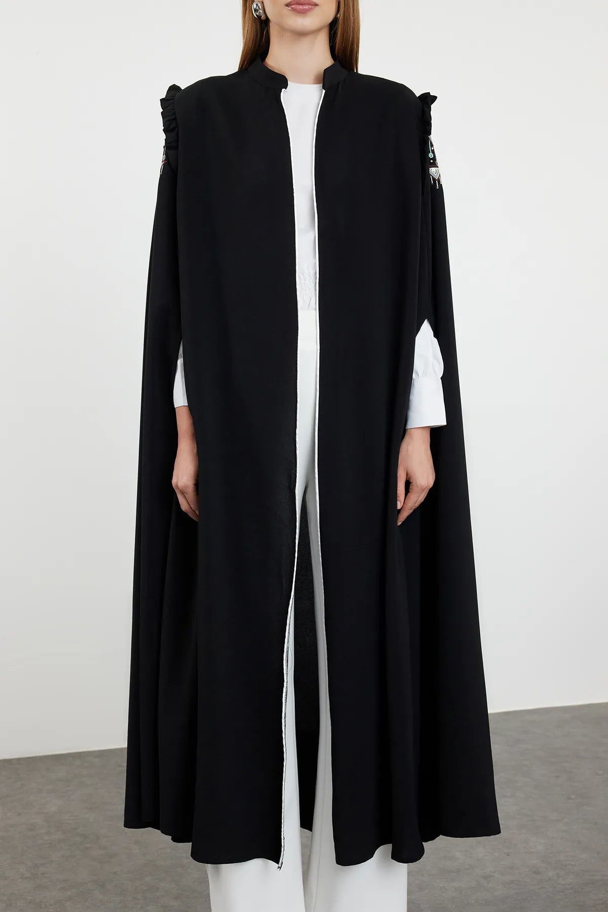 Black Woven Cape  Abaya