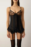 Black Tulle Garter Openwork Babydoll