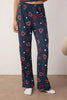 Navy Blue Christmas-Themed Heart Knitted Pajama Set