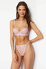 Pink Embroidered Lace Strappy Knitted Lingerie Set