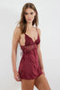 Burgundy Lace and Slit Knit Babydoll/Fantasy Nightgown