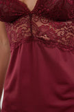 Burgundy Lace and Slit Knit Babydoll/Fantasy Nightgown