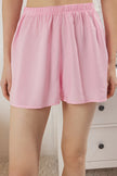 Pink Bow/Tie Viscose Shorts Maternity Woven Pajama Set