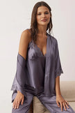 Anthracite Plain Satin Weave Pajama Set
