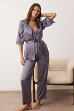 Anthracite Plain Satin Weave Pajama Set