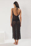 Black Lace Floral Openwork/Hole Coverless Knitted Fantasy Nightgown