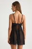 Black Lace Tulle Detail and Rope Suspender Coverless Pantyhose Knitted Babydoll