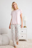 Pink Floral Knitted Pajama Set