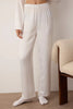 White Ribbon/Bow and Piping Satin Weave Pajama Set