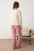 Offwhite-Pink Heart Embroidered Baby Overlock Ribbed Winter Knit Pajama Set