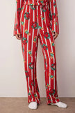 Burgundy Dog Printed Christmas-Themed Viscose Woven Pajama Set