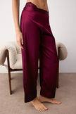 Burgundy 3-Piece Dowry Set: Lace Top, Satin Bottom, and Woven Pajama Set with Suspender Panties