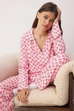 Pink Floral Shally Woven Pajama Set