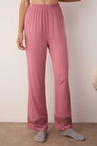 Dusty Rose Lace Detailed Viscose Knit Pajama Set
