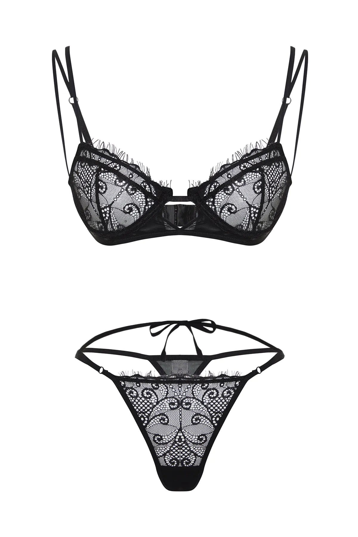 Black Lace Piping Detailed Rope Strapless Knitted Underwear Set | Apparel & Accessories > Clothing > Lingerie | Home Wear | Lingerie | Lebbse Black Lace Piping Detailed Rope Strapless Knitted Underwear Set | Apparel & Accessories > Clothing > Lingerie | Home Wear | Lingerie | Lebbse