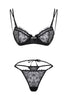 Black Lace Piping Detailed Rope Strapless Knitted Underwear Set