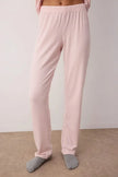 Pink V-Neck Soft Touch Brushed Winter Ribbed Knit Pajama Set